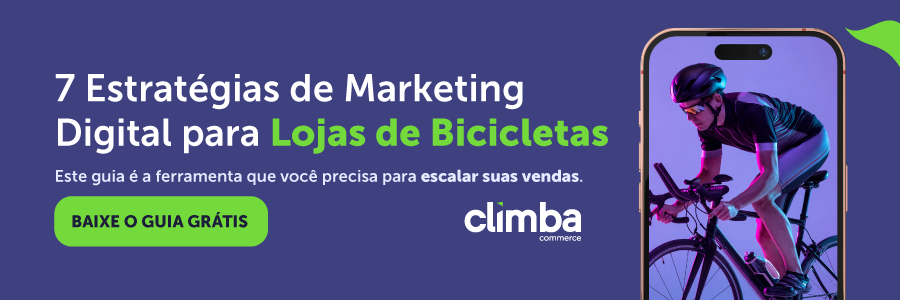 Oferecendo para baixar o guia com estratégias de marketing digital para lojas de bicicletas